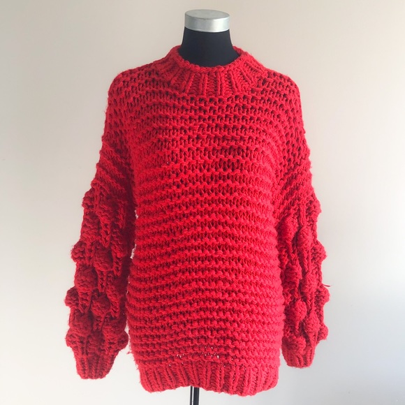 TULAROSA Chunky Sleeve Sweater Red Small Revolve - Picture 5 of 13